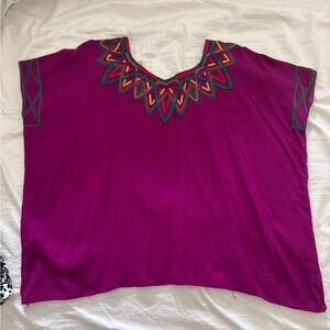 Embroidered Purple Women's Top